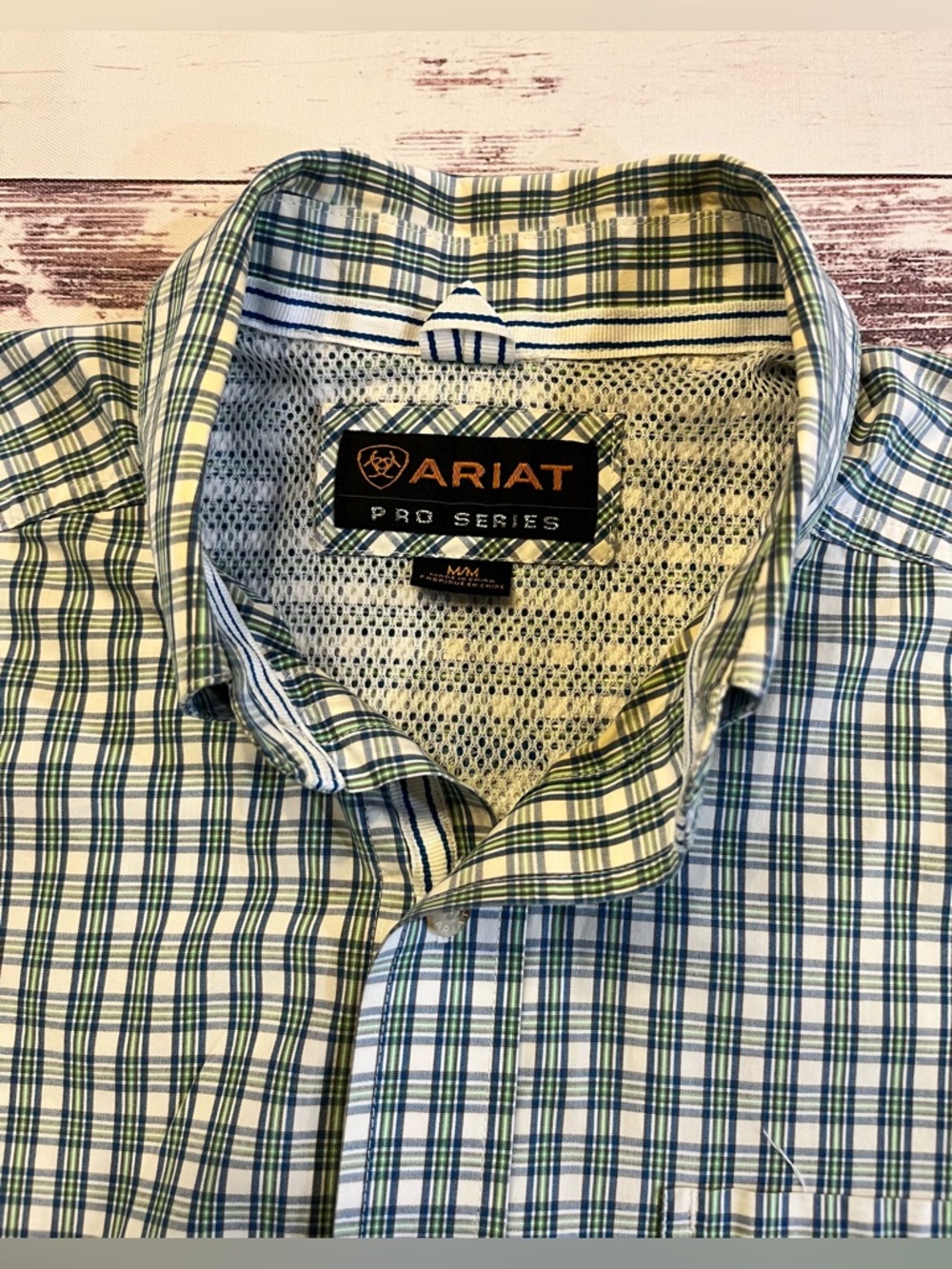 Ariat Pro Series Vented Plaid Shirt Men's Medium Cowboy Rodeo Rancher Farmer - Picture 7 of 13